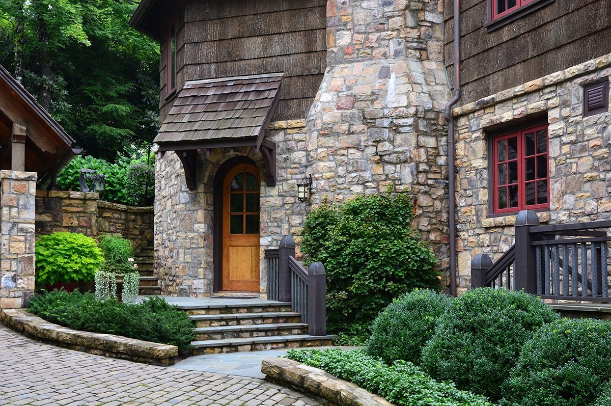 Beautiful Landscape, stone path, stone wall design and installation in Linville, NC