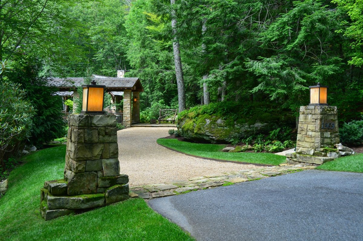 Beautiful Landscape, stone path, stone wall design and installation in Linville, NC